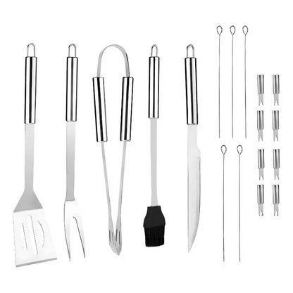 Parrilla A Carbón Portátil + un Kit de 18 Utensilitos Parrilleros de REGALO