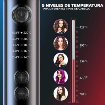 Cepillo Alisador de Pelo - Eléctrico 5 Niveles